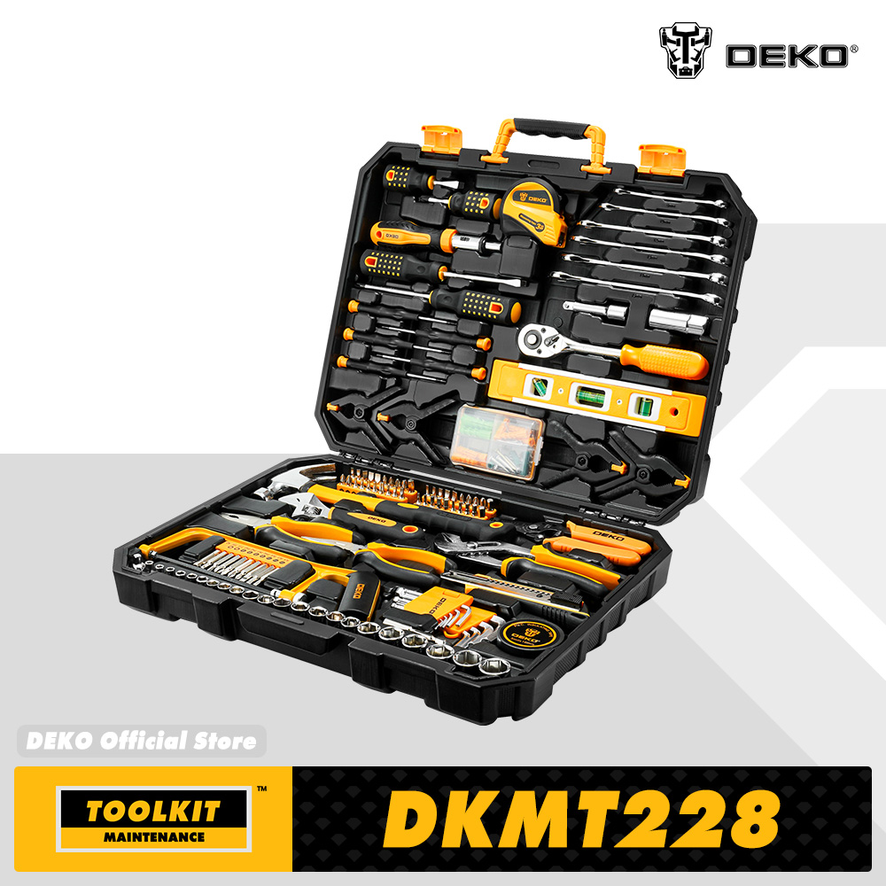Power Tools Catalogue - DEKO 228 個ソケットレンチ自動車修理ツールコンビネーションパッケージ混合ツールセットハンドツールキットプラスチックツールボックス収納ケース付き