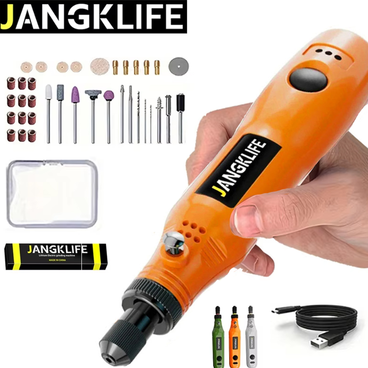 Power Tools Ingco - JANGKLIFE USB コードレスロータリーツールキット木工彫刻ペン DIY ジュエリー金属ガラスミニワイヤレスドリル