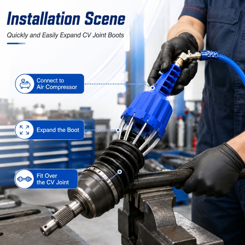 Power Tools In Automotive - 1個入り ユニバーサル空気圧式CVブーツエキスパンダーツール 72-130PSI エア駆動式ドライブシャフトブーツインストーラー 自動車修理サービス用