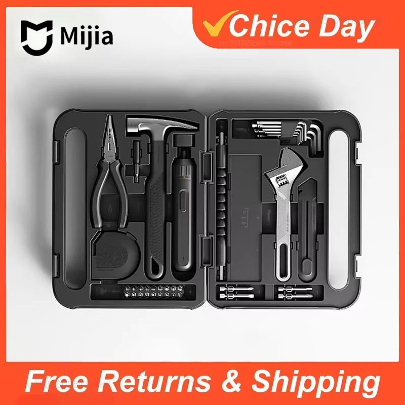 Power Tools Catalogue - Mijia電動工具セット ポータブルドライバー 家庭用ハンドツールキット プラスチックツールボックス収納ケース付き 修理工具セット