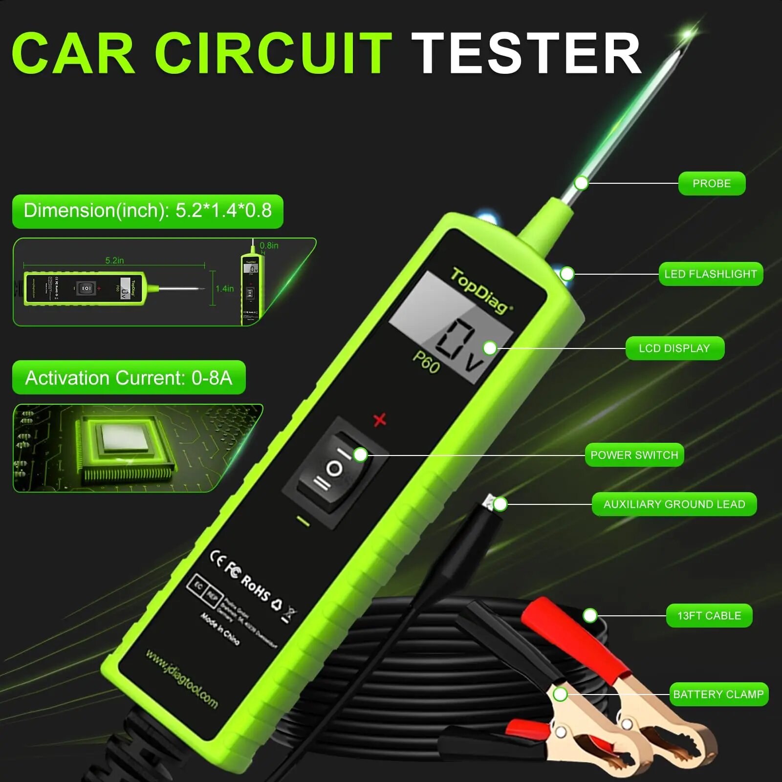 Jdiag P60自動車電源回路プローブテスターTopdia - Power Tools In Automotive のレビューと価格