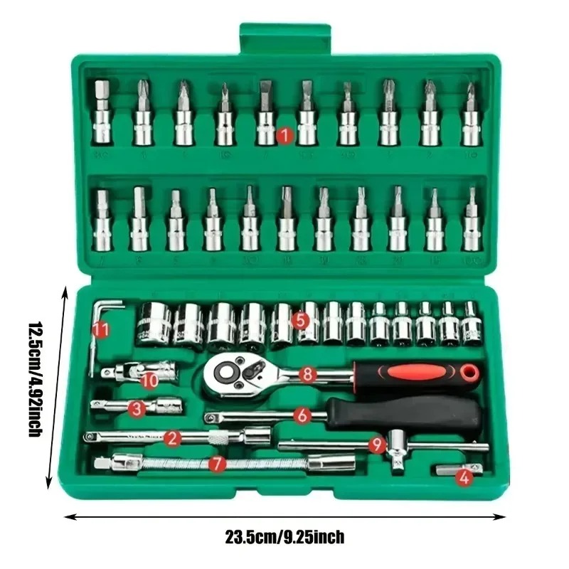 新しい46ピースソケットレンチツールボックス、自動車修理チー - Power Tools Catalogue のレビューと価格