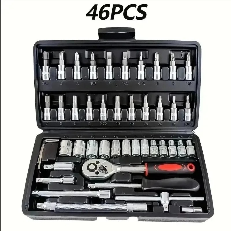 新しい46ピースソケットレンチツールボックス、自動車修理チー - Power Tools Catalogue のレビューと価格