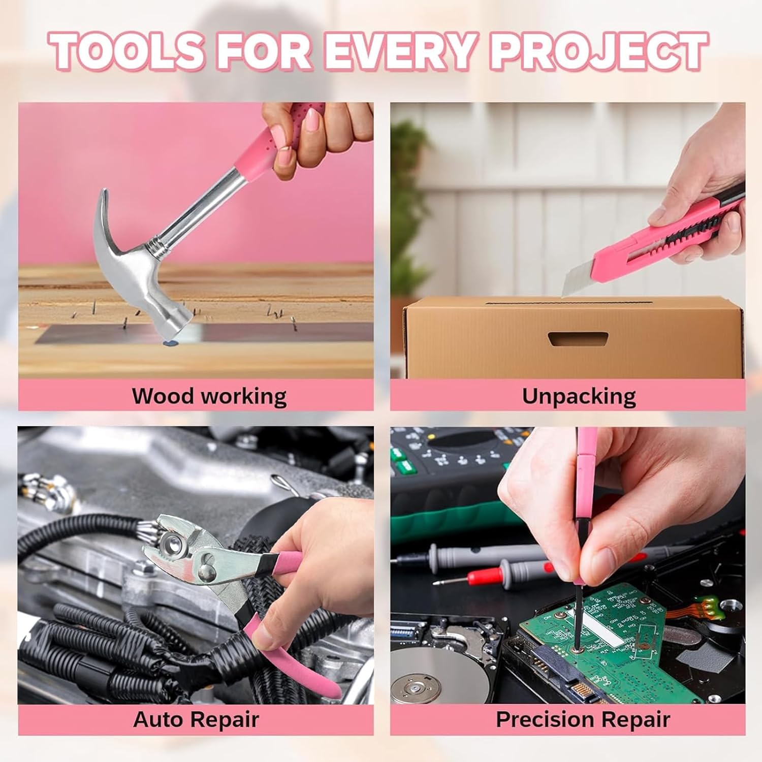39点入り多目的基本家庭用ピンクツールキット（女性向け）-  - Power Tools Catalogue のレビューと価格